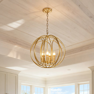 Lustre sphérique à 4 lumières à intensité variable avec ampoules