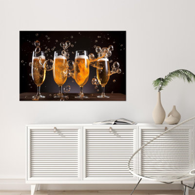 Champagne-Inspired Modern Canvas Print Wall Art Perfect for Office Decor and Man Cave or Living Room Decoration Ideal as a Gift for Beer Enthusiasts