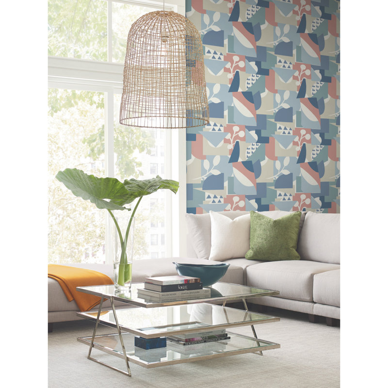 Geometric Wallpaper Roll, Blue