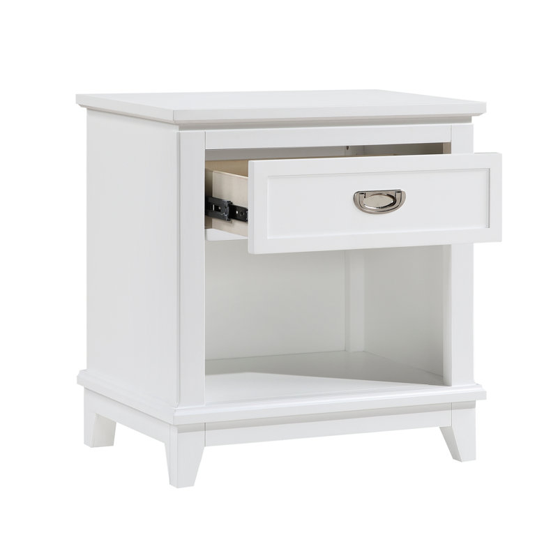 Table de chevet 1pc avec tiroir de rangement et tablette inférieure, Blanc