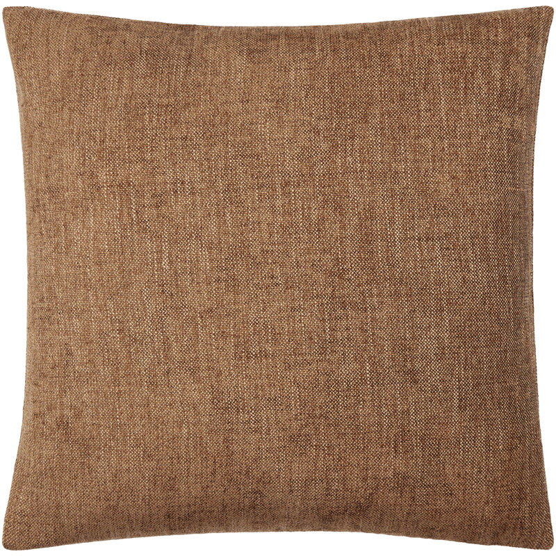 Housse de coussin décoratif Zunaira, H 18 po x l 18 po, Inférieur, Brun