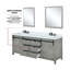 Meuble-lavabo double gris cendre l 84 po x P 22 po, comptoir en quartz blanc, ensemble de robinets et miroirs 34 po