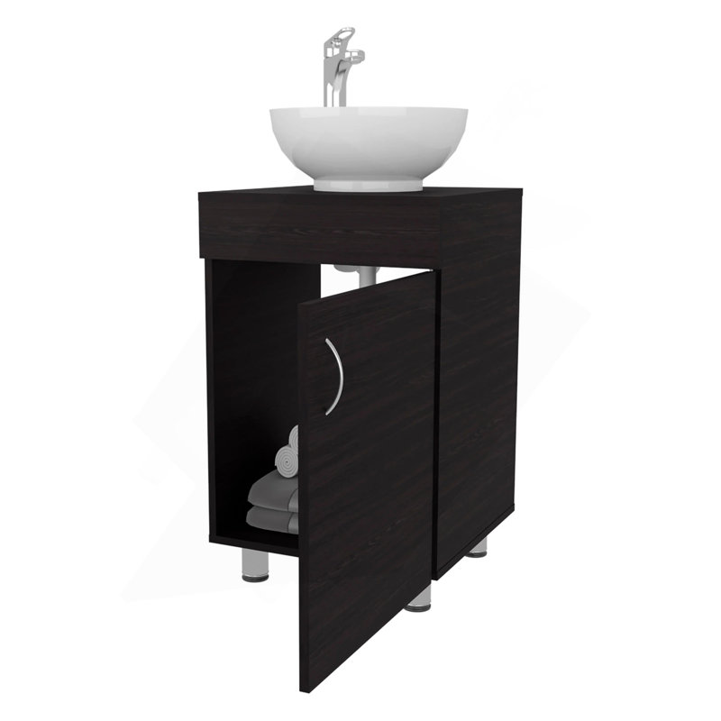 Meuble-lavabo avec lavabo intégré Wengue, Marron foncé