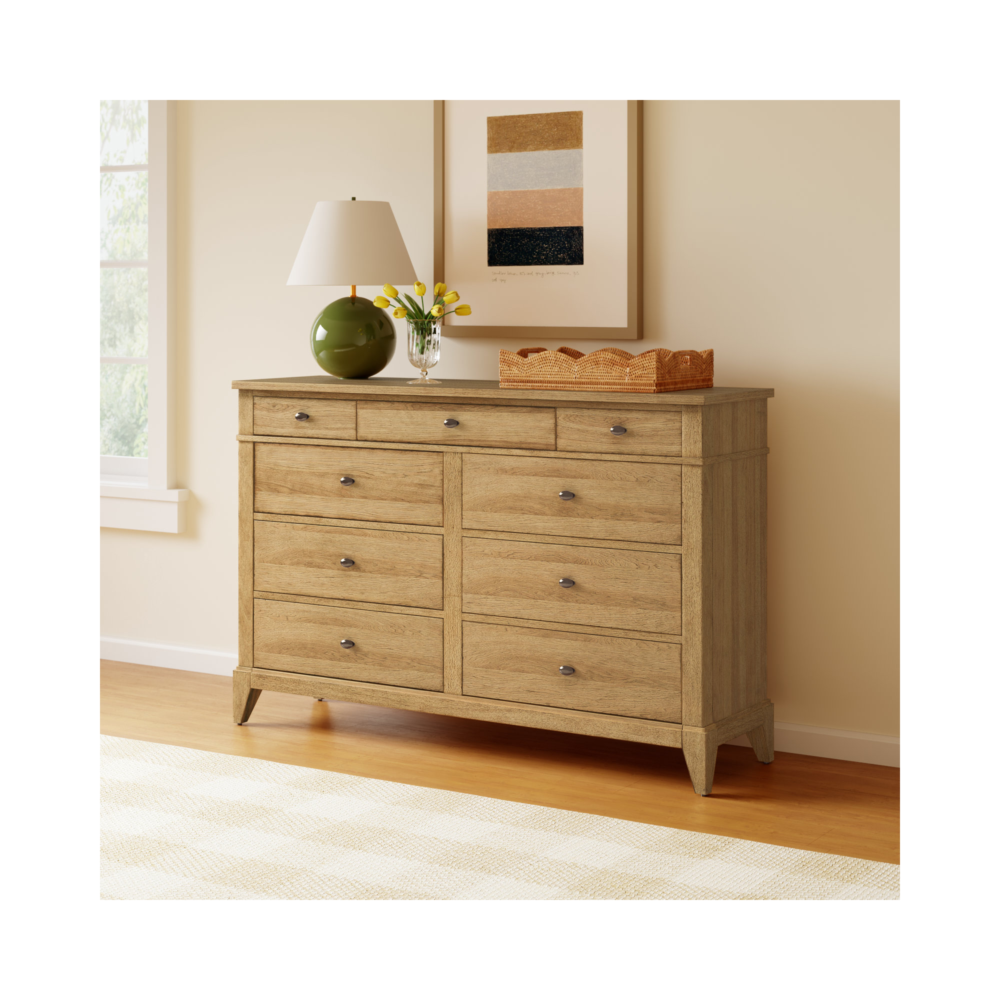 Mya 9 Drawer Dresser, Natural