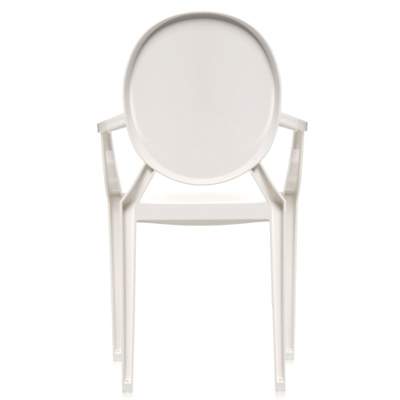 Louis Ghost Outdoor Dining Armchair, Glossy White