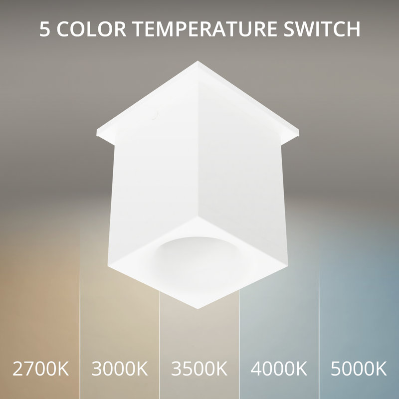 Plafonnier encastré 5 lumières Zoron Square, Arc blanc, H 5 po x l 3,63 po x P 3,63 po