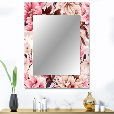 Kuzman doux rose pivoine Bouquet jardin - miroir mural décoratif floral, grand miroir floral, art imprimé en métal