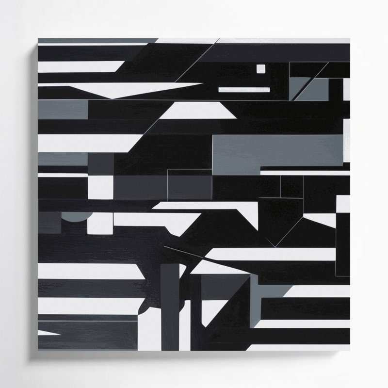 Hard Edge 61 Gray Canvas Wall Art, 12" H x 12" W