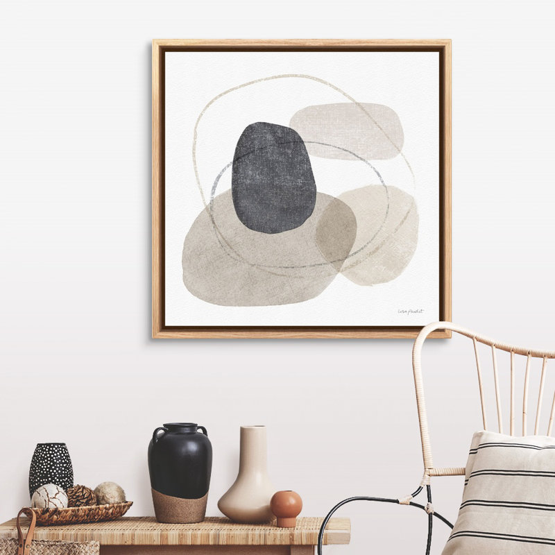 «Think Neutral 10» par Lisa Audit - Peinture sur toile, H 37,25 po x l 37,25 po, Toile naturelle avec cadre flottant, Naturel