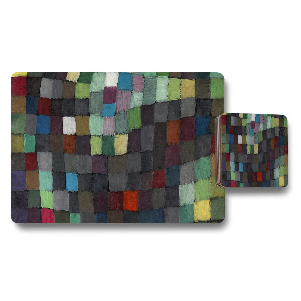 Colorful Mosaic Placemat and Coaster Set for Dining Tables