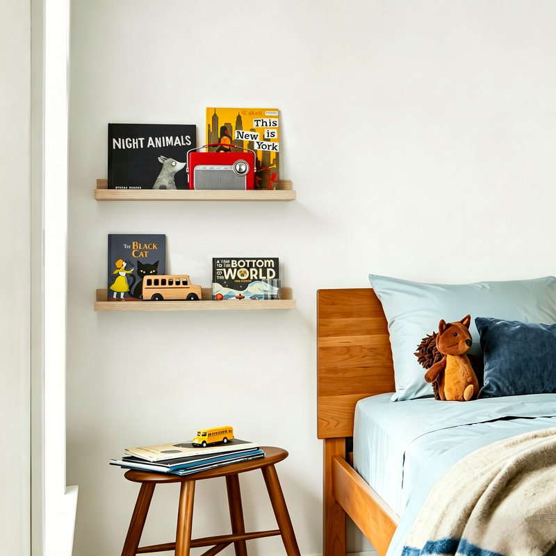 Tablettes flottantes de 23,6 po pour le mur, tablettes à photos pour salon, chambre à coucher, Noyer