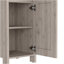Armoire à linge Jannès, deux tablettes ouvertes, porte simple, finition gris clair-1430741819