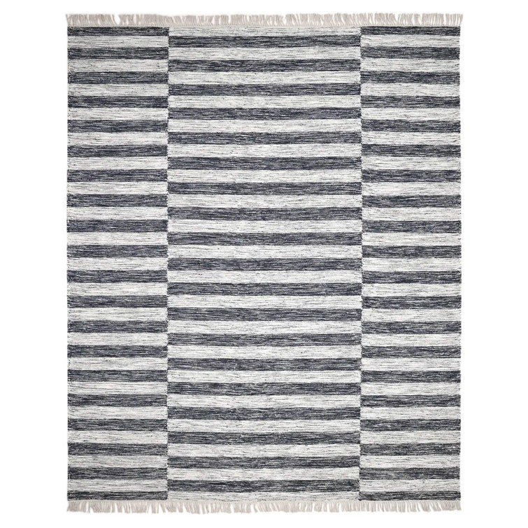 Reva Handwoven Striped Black/Gray Area Rug