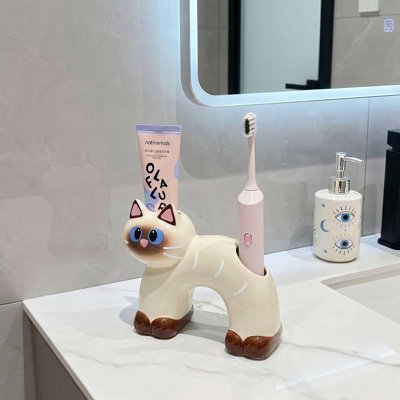 Porte-brosse à dents en céramique, brosse à dents et support de dentifrice