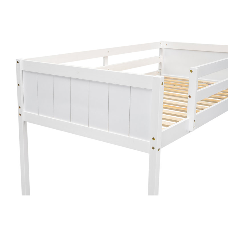 Lit mezzanine simple avec rangement portable, Blanc
