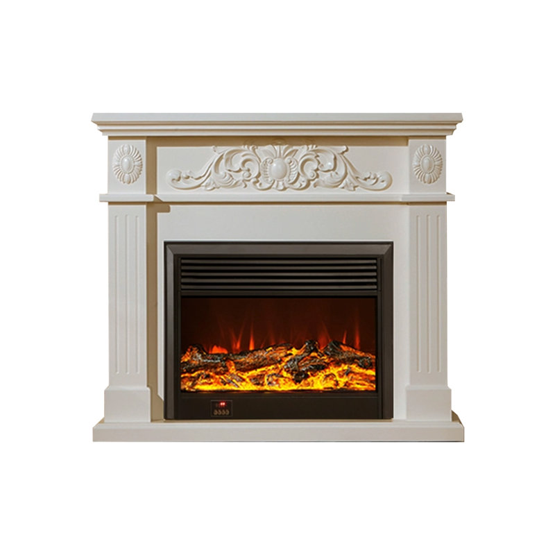 White Solid Wood Freestanding Fireplace