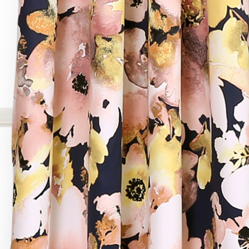 Paire de rideaux obscurcissant avec œillets Floral, Rose