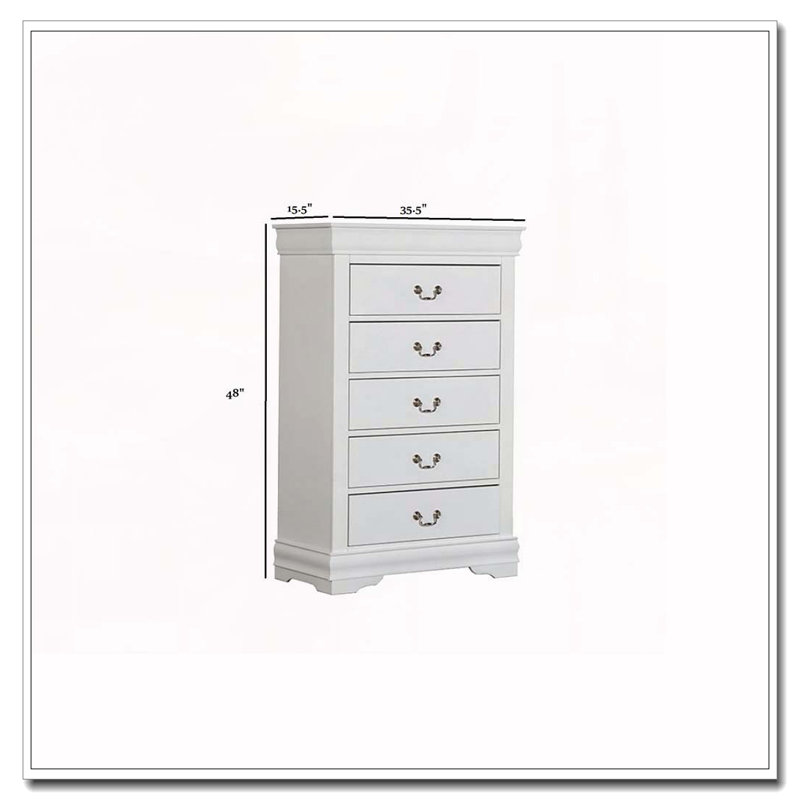 Commode 5 tiroirs, Blanc