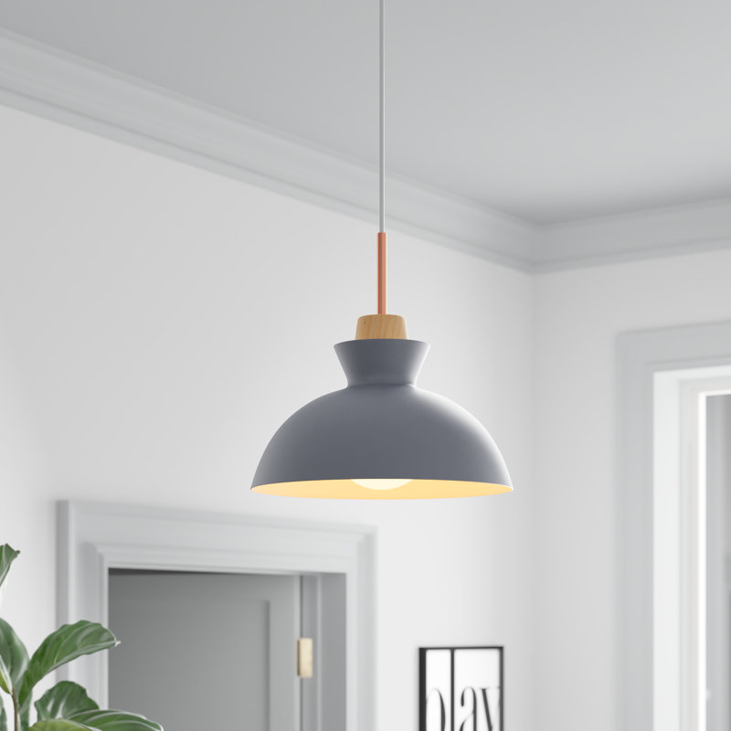 Luminaire suspendu en forme de dôme à 1 lumière Ozma, Gris