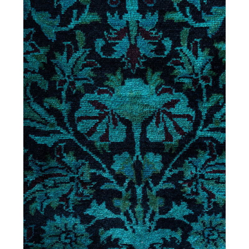 Overdyed Hand-Knotted Wool Modern-Contemporary Green Area Rug 3' 0" x 5' 4"