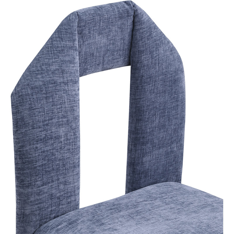 Chaise rembourrée Bennett, Tissu chenille bleu clair