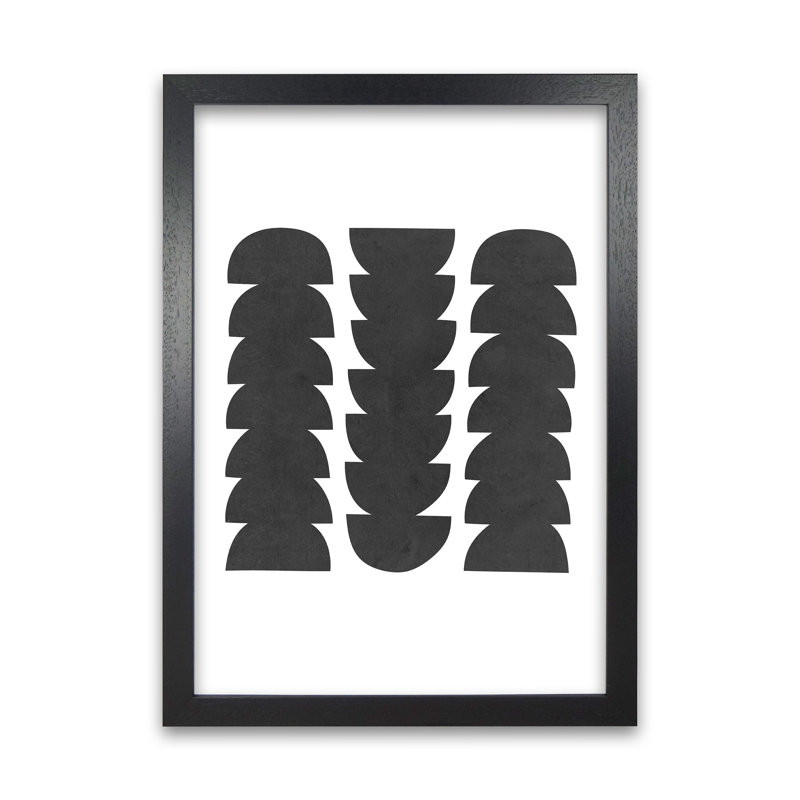 Mid Century Modern Abstract Grunge - Print, 84cm H x 59cm W x 3cm D, Black Frame