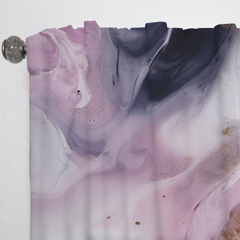 Lamarca - Electric Marble Ink Art V - Rideau en velours moderne - obscurcissant - 1 panneau, L 52 po x L 63 po