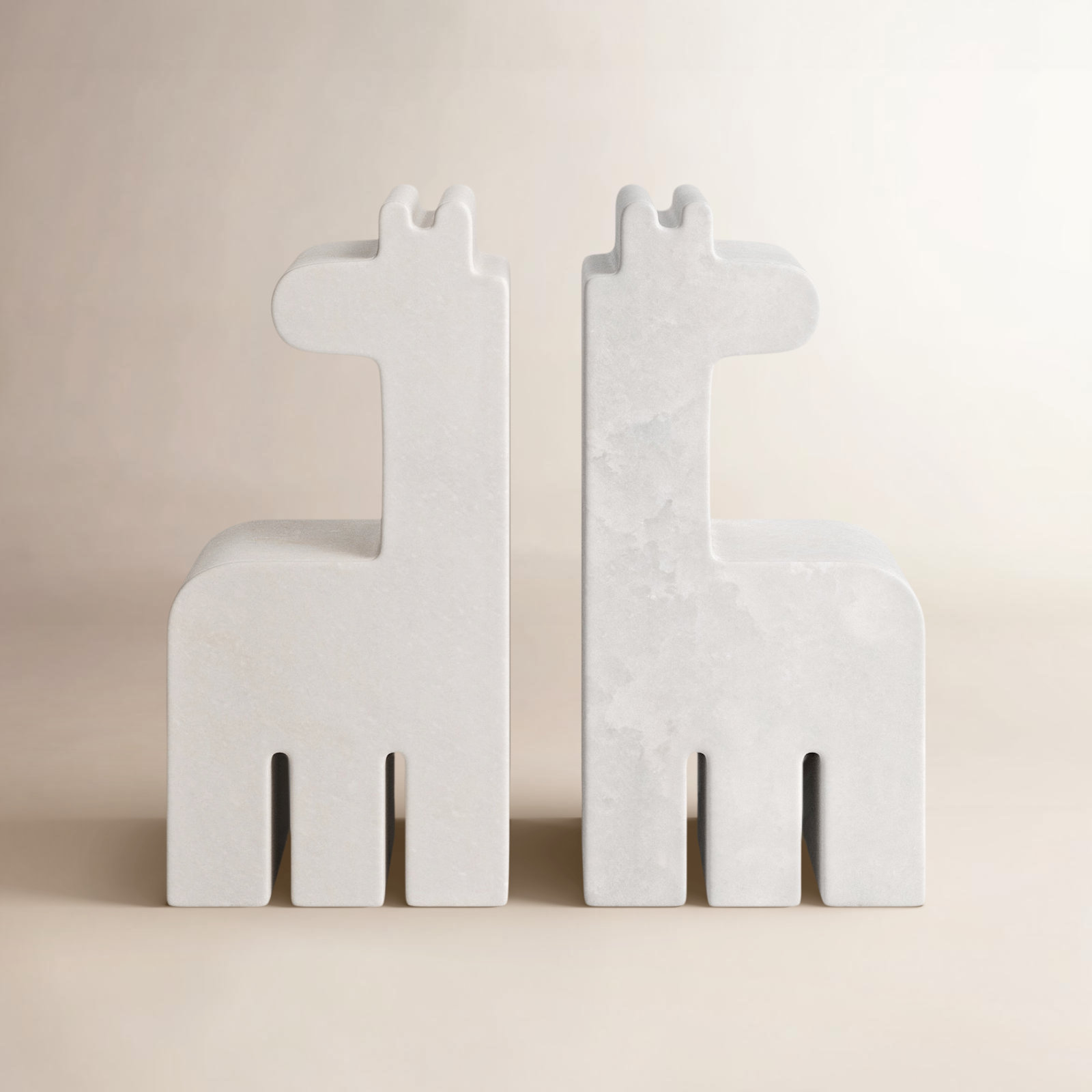 Marble Giraffe Bookends