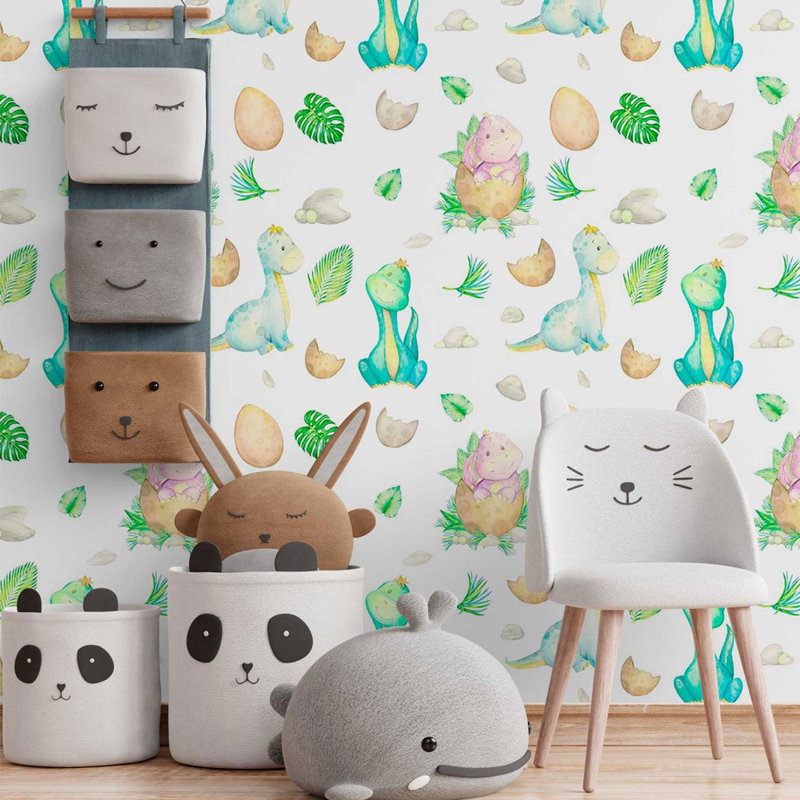 Rouleau de papier peint adhésif 8,5 pi x 24 po Capp Little Dinosaurs