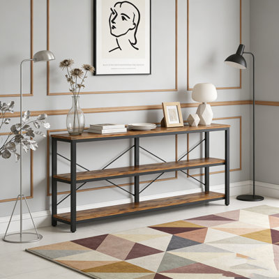 3-Tier Console Table Sofa Table with Metal Frame