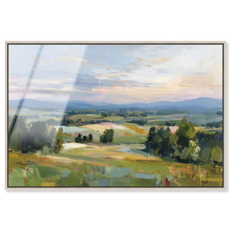 «Sunset Vista II», reproduction d'art acrylique encadrée par sauge par Art Remedy, cadre argenté, 24 x 16, H 17 po x l 25 po