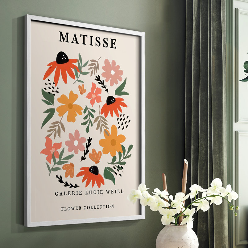 Matisse CXCI, reproduction encadrée - bois massif, Blanc, H 20 po x l 16 po