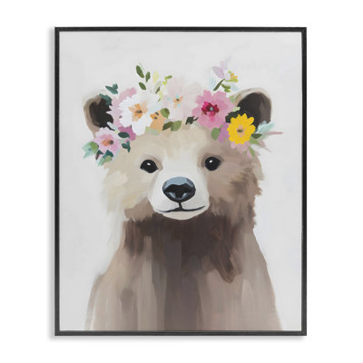 Flower Crown Bear Framed Giclee, design by The Prints Vibe