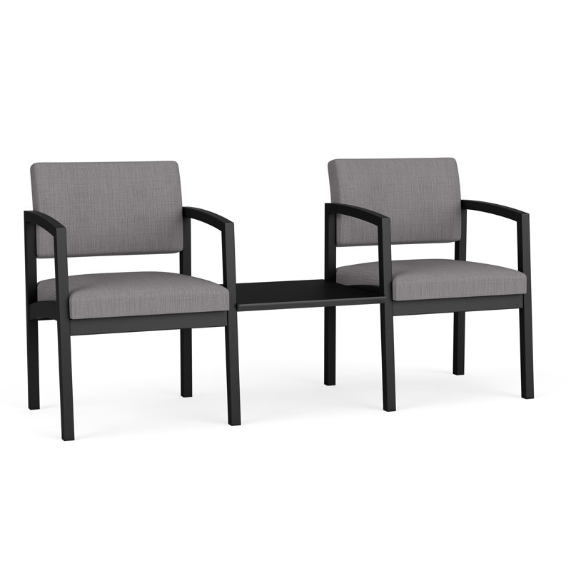 Structure tandem 2 places avec table centrale en acier Lenox, Noir, Midnight Black