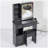 29.2" Small Size Left Drawer Desktop Vanity Table + Cushioned Stool, 2 AC+2 USB Power Station, Hair dryer bracket, Extra Large Touch Control Sliding LED Mirror, Tri-color Switching, Brightness Adjust-439763324