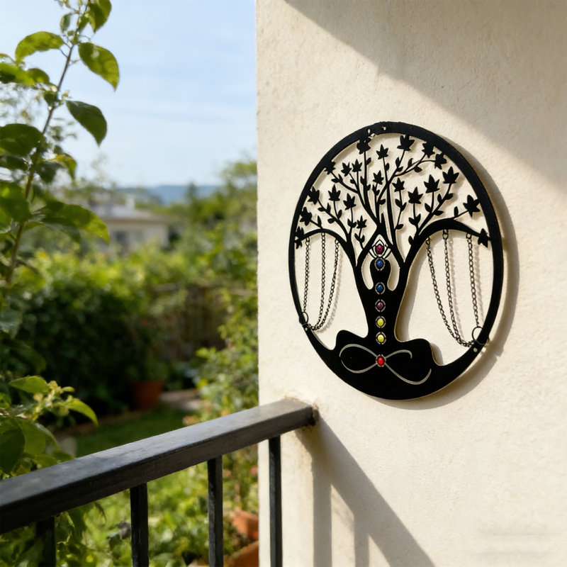 Yoga Art Wall Decor Modern Home Decor Gift Metal Wall Hanging Crafts Metal Wall Sculpture, Life Hanging Art Decor （black）