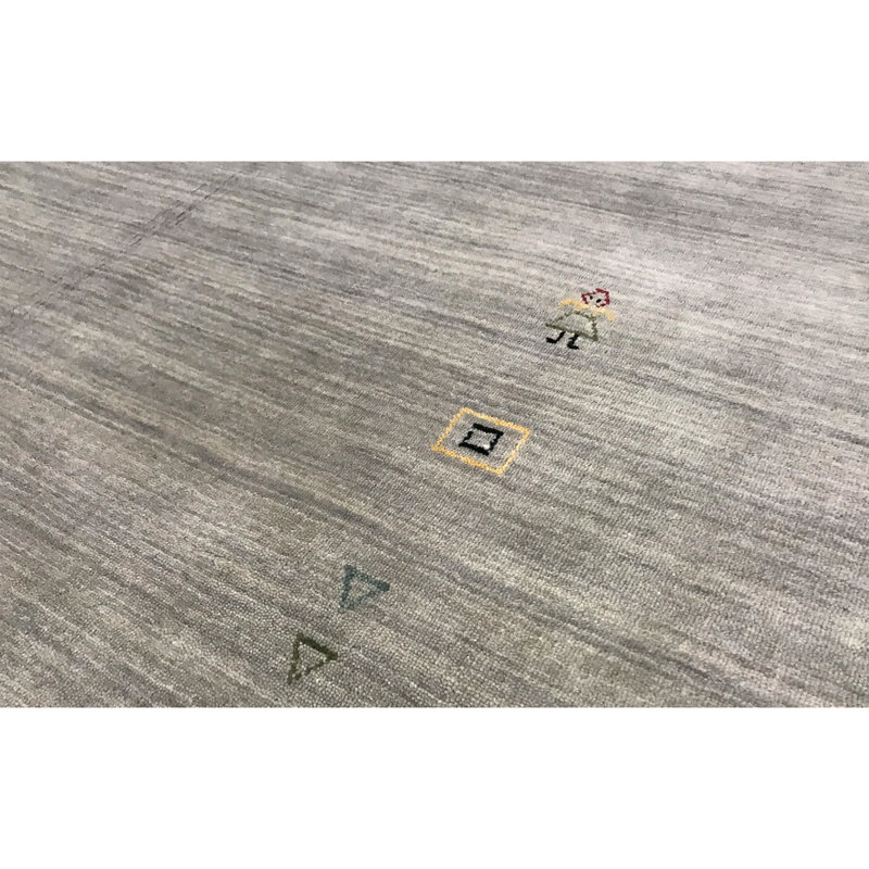 Tapis gris de haute qualité noué à la main, Rectangle 6 pi x 8 pi 9 po
