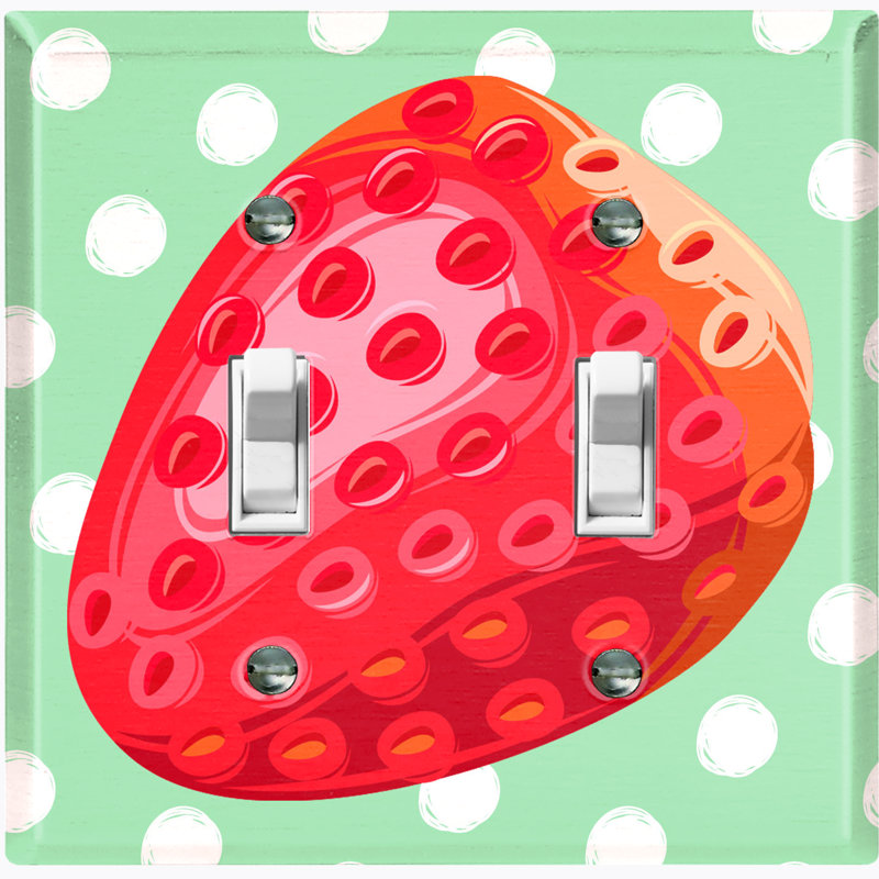 Plaque murale avec interrupteur à bascule rouge à pois rouge et fraise 2 bandes