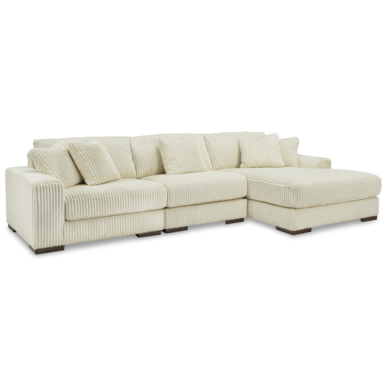 Lindyn Ivory 3pc Chaise Sectional, Right Hand Facing