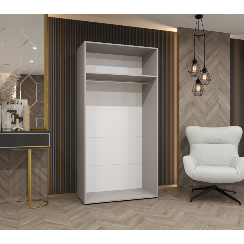Manufactured Wood Wardrobe, White/Gold