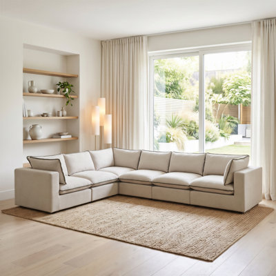 Alexa Upholstered Linen-Look Fabric Modular Sofa - Cozy Modern Design