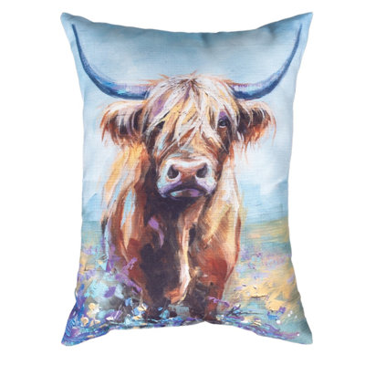 Manual Woodworkers & Weavers Highland Cow Decorative Pillow 13 x 18 Inch Climaweave