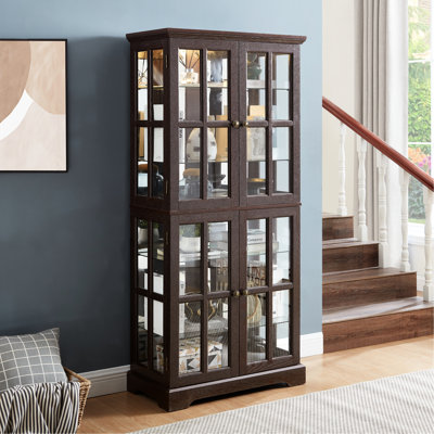 Vitrine antique avec tablettes réglables et étagère à bijoux rétro