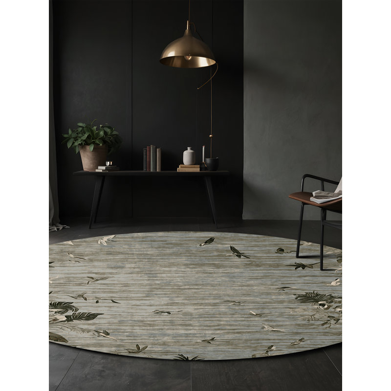 Tapis brun soyeux et moelleux, Rond 6 pi