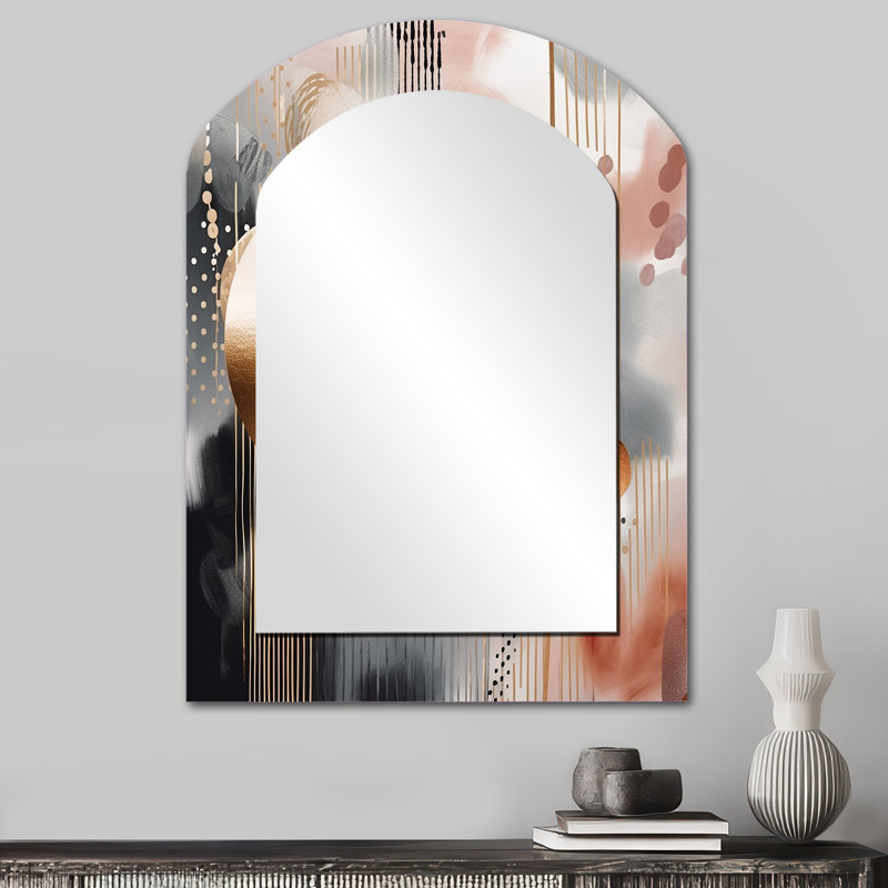 Miroir mural arqué rose, 34 po x 25 po