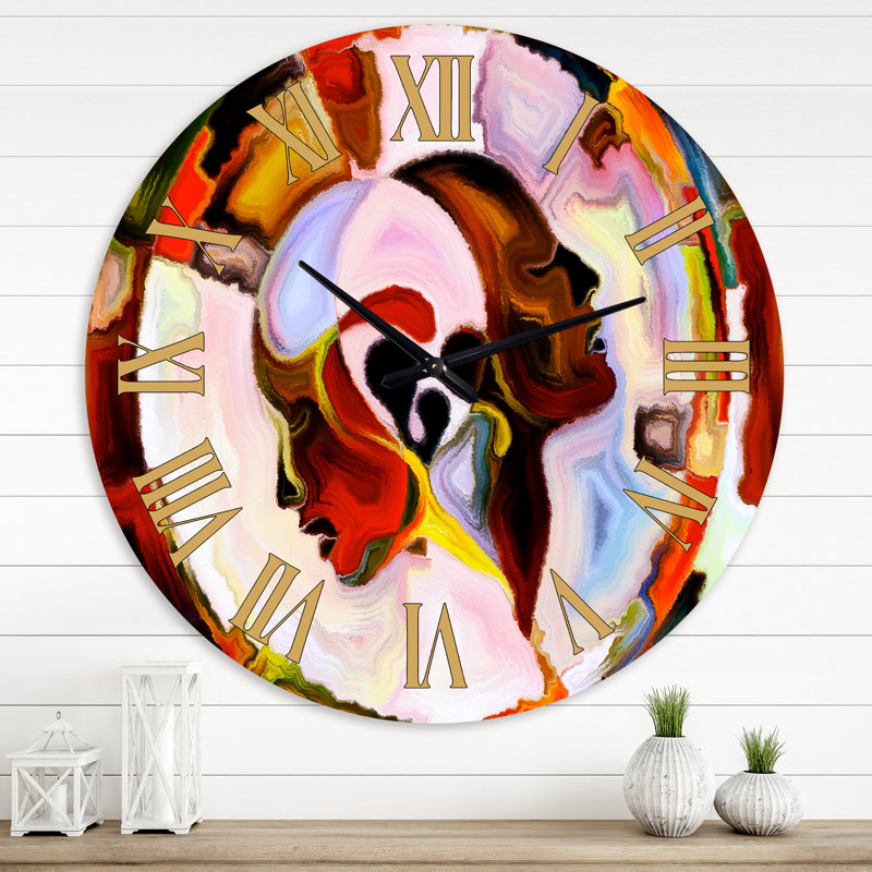 Union des visages d'homme et de femme III - Horloge murale moderne, Surdimensionné