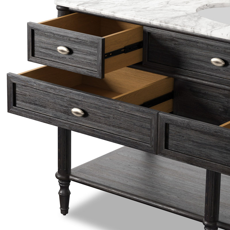 Toulouse Single Wide Vanity-Satin Black Veneer, Satin Black Veneer