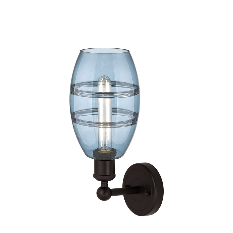 Applique murale en acier Bettylou, H 10,38 po x l 5,88 po x P 7,44 po, Bleu princesse, Bronze huilé
