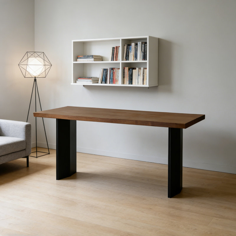 High-quality Durable Walnut Multi-functional Desk, 29.52" H x 62.99" W x 33.46" D