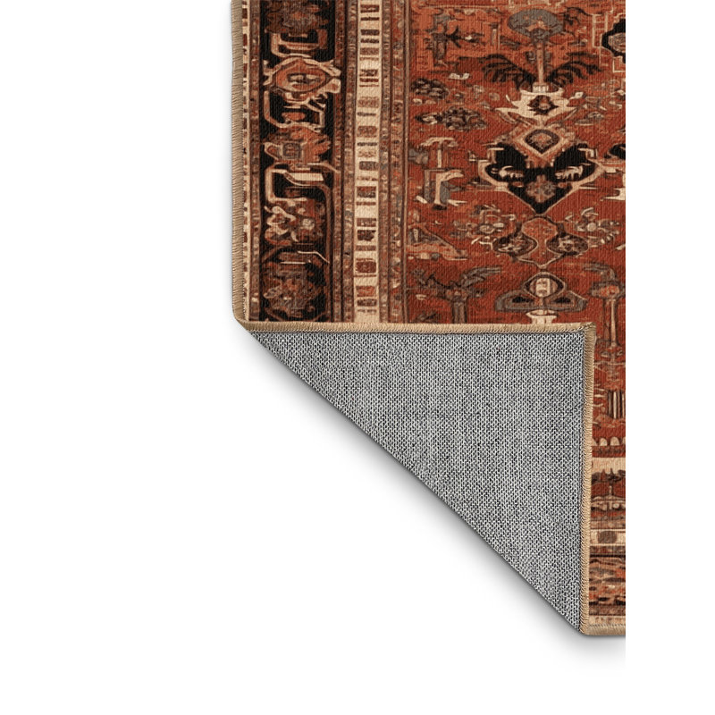 Tapis brun lavable à la machine, Rond 5 pi